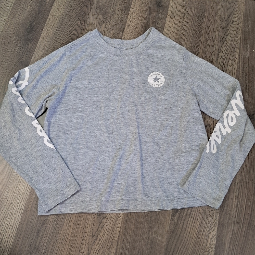 Converse Girl's Long Sleeve TShirt Gray Size Medium (10-12) Years